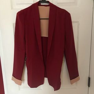 Red fitted blazer.